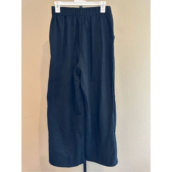 Size M Halara High Waisted Side Pocket Wide Leg Fleece Casual Pants in Black - Picture 3 of 7